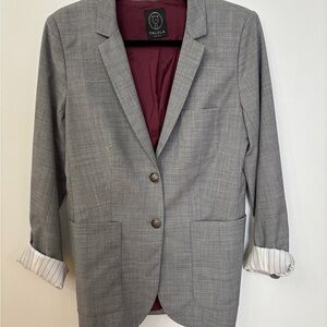 Talula Gray Blazer with Burgundy Lining